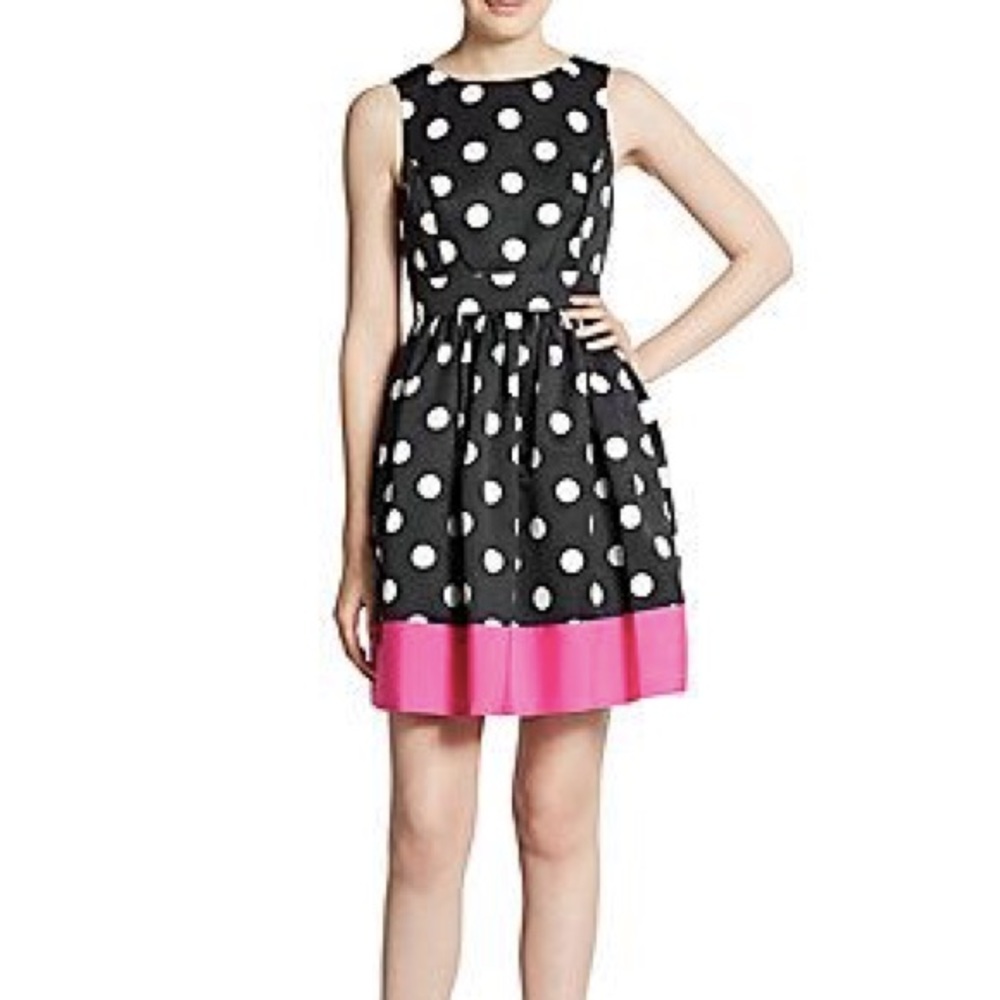 Nordstrom Black, White, & Pink Polka Party Dress